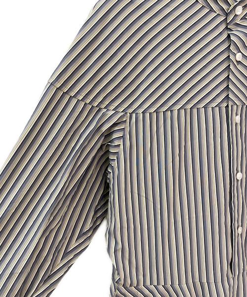beautiful people（ビューティフルピープル）beautiful people (ビューティフルピープル) neon striped tuxedo shirts dress ブルー サイズ:38の古着・服飾アイテム