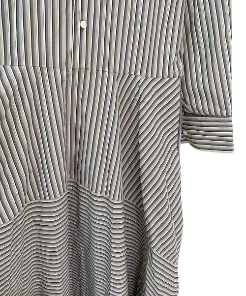 beautiful people（ビューティフルピープル）beautiful people (ビューティフルピープル) neon striped tuxedo shirts dress ブルー サイズ:38の古着・服飾アイテム