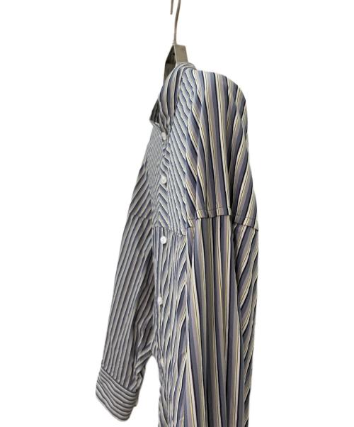 beautiful people（ビューティフルピープル）beautiful people (ビューティフルピープル) neon striped tuxedo shirts dress ブルー サイズ:38の古着・服飾アイテム