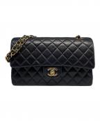 CHANELシャネル）の古着「Matelassé 25 Double Flap Chain Shoulder Bag/マトラッセ25 Wフラップチェーンショルダーバッグ」｜ブラック