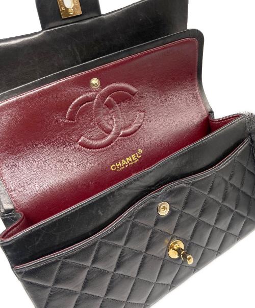 CHANEL（シャネル）CHANEL (シャネル) Matelassé 25 Double Flap Chain Shoulder Bag/マトラッセ25 Wフラップチェーンショルダーバッグ ブラック サイズ:25の古着・服飾アイテム