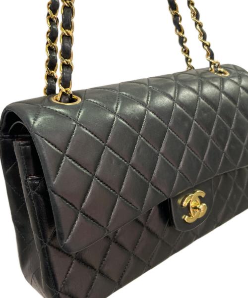 CHANEL（シャネル）CHANEL (シャネル) Matelassé 25 Double Flap Chain Shoulder Bag/マトラッセ25 Wフラップチェーンショルダーバッグ ブラック サイズ:25の古着・服飾アイテム