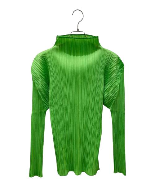 PLEATS PLEASE（プリーツプリーズ）PLEATS PLEASE (プリーツプリーズ) ボトルネックプリーツカットソー 黄緑 サイズ:3の古着・服飾アイテム