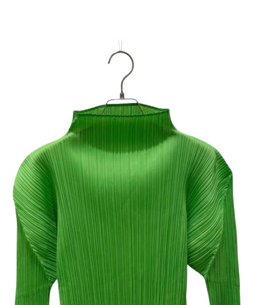 PLEATS PLEASE（プリーツプリーズ）PLEATS PLEASE (プリーツプリーズ) ボトルネックプリーツカットソー 黄緑 サイズ:3の古着・服飾アイテム