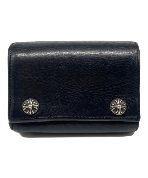 CHROME HEARTS（クロムハーツ）CHROME HEARTS (クロムハーツ) 3フォールド ウォレット3 Fold Leather Wallet  ブラックの古着・服飾アイテム