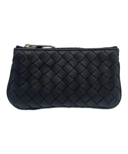 BOTTEGA VENETA（ボッテガベネタ）BOTTEGA VENETA (ボッテガベネタ) キーリング付きコインケース/Intrecciato Coin Case Key Ring ブラックの古着・服飾アイテム