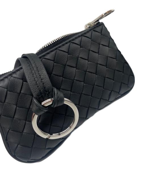 BOTTEGA VENETA（ボッテガベネタ）BOTTEGA VENETA (ボッテガベネタ) キーリング付きコインケース/Intrecciato Coin Case Key Ring ブラックの古着・服飾アイテム