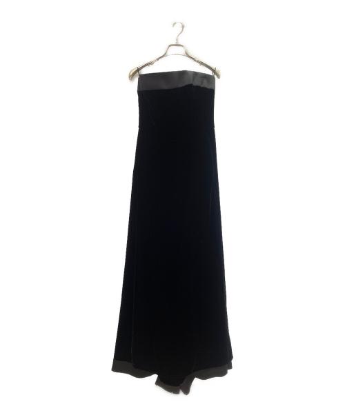 GIORGIO ARMANI（ジョルジオアルマーニ）GIORGIO ARMANI (ジョルジオアルマーニ) ベアトップベロアドレスワンピース ブラック サイズ:42の古着・服飾アイテム