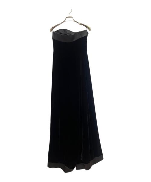GIORGIO ARMANI（ジョルジオアルマーニ）GIORGIO ARMANI (ジョルジオアルマーニ) ベアトップベロアドレスワンピース ブラック サイズ:42の古着・服飾アイテム