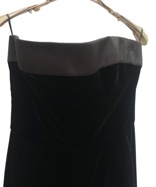 GIORGIO ARMANI（ジョルジオアルマーニ）GIORGIO ARMANI (ジョルジオアルマーニ) ベアトップベロアドレスワンピース ブラック サイズ:42の古着・服飾アイテム