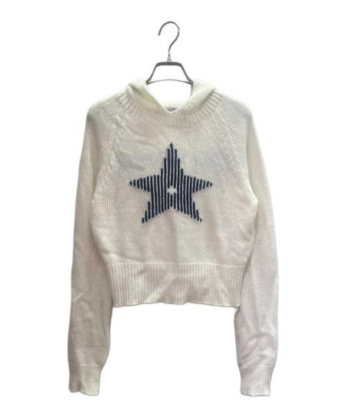 Christian Dior（クリスチャン ディオール）Christian Dior (クリスチャン ディオール) スターモチーフウールカシミヤフーデットニット アイボリー サイズ:38の古着・服飾アイテム
