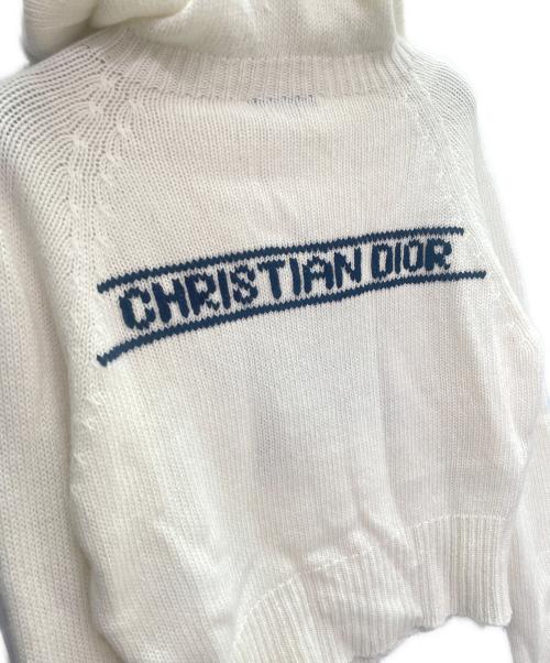 Christian Dior（クリスチャン ディオール）Christian Dior (クリスチャン ディオール) スターモチーフウールカシミヤフーデットニット アイボリー サイズ:38の古着・服飾アイテム