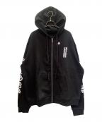 CHROME HEARTSクロムハーツ）の古着「Vertical Logo Fleece Zip Up Hoodie/バーティカルロゴ フリース ジップアップフーディー」｜ブラック