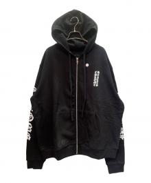 CHROME HEARTS（クロムハーツ）の古着「Vertical Logo Fleece Zip Up Hoodie/バーティカルロゴ フリース ジップアップフーディー」｜ブラック