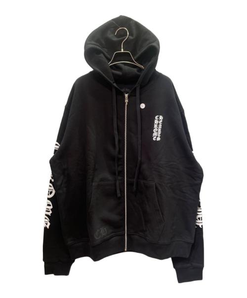 CHROME HEARTS（クロムハーツ）CHROME HEARTS (クロムハーツ) Vertical Logo Fleece Zip Up Hoodie/バーティカルロゴ フリース ジップアップフーディー ブラック サイズ:Lの古着・服飾アイテム
