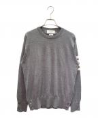Thom Browneトムブラウン）の古着「4-Bar Merino Wool Crewneck Sweater 4-BAR メリノウール クルーネックニット/MKA002A-00014038」｜ライトグレー
