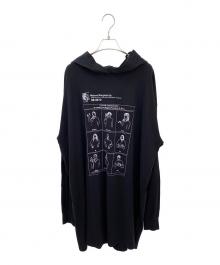 MM6 Maison Margiela（エムエムシックスメゾンマルジェラ）の古着「フェイスプリント フーデッド 長袖 ワンピース」｜ブラック
