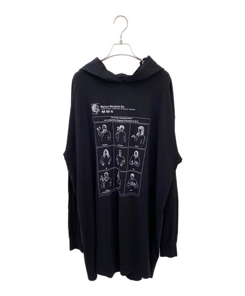 MM6 Maison Margiela（エムエムシックスメゾンマルジェラ）MM6 Maison Margiela (エムエムシックスメゾンマルジェラ) フェイスプリント フーデッド 長袖 ワンピース ブラック サイズ:1の古着・服飾アイテム