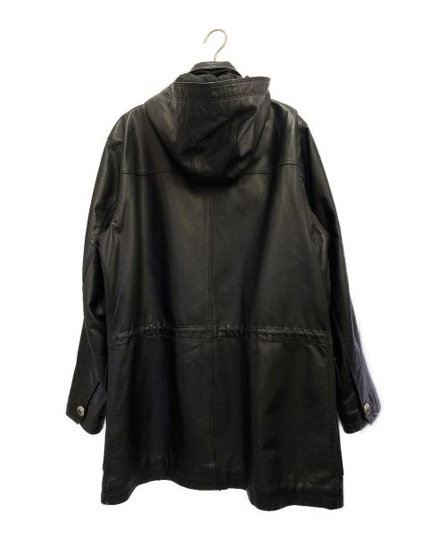 VERSACE CLASSIC V2（ヴェルサーチクラシック）VERSACE CLASSIC V2 (ヴェルサーチクラシック) レザーダッフルコート ブラック サイズ:Lの古着・服飾アイテム
