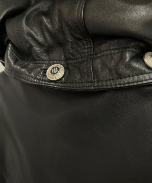 VERSACE CLASSIC V2（ヴェルサーチクラシック）VERSACE CLASSIC V2 (ヴェルサーチクラシック) レザーダッフルコート ブラック サイズ:Lの古着・服飾アイテム
