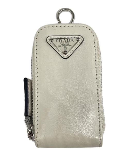 PRADA（プラダ）PRADA (プラダ) トライアングル レザー ショルダーバッグ/トライアングルショルダーバッグ	 ホワイトの古着・服飾アイテム