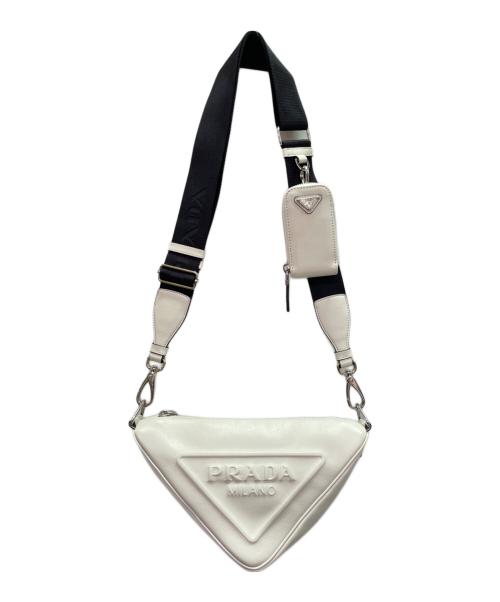 PRADA（プラダ）PRADA (プラダ) トライアングル レザー ショルダーバッグ/トライアングルショルダーバッグ	 ホワイトの古着・服飾アイテム