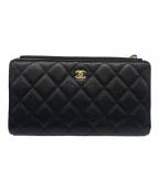 CHANELシャネル）の古着「Matelasse Classic Long Zip Wallet マトラッセ クラシックロングジップ ウォレット」｜ブラック