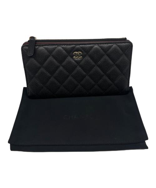 CHANEL（シャネル）CHANEL (シャネル) Matelasse Classic Long Zip Wallet マトラッセ クラシックロングジップ ウォレット ブラックの古着・服飾アイテム