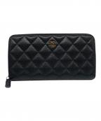 CHANELシャネル）の古着「Matelasse Classic Long Zip Wallet マトラッセ クラシックロングジップ ウォレット」｜ブラック