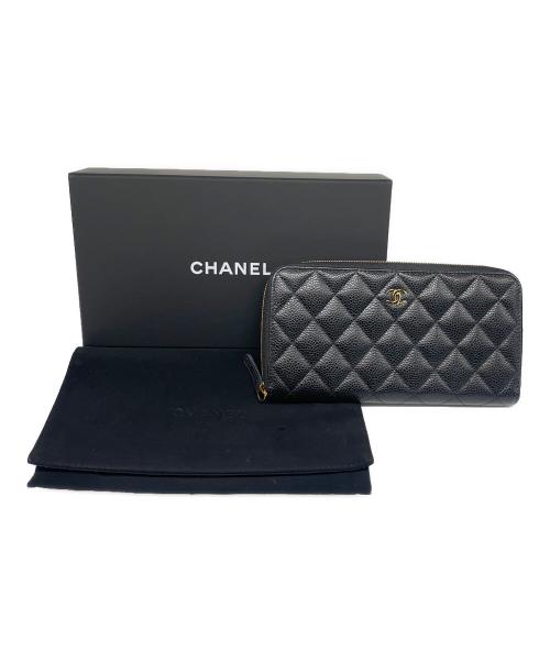 CHANEL（シャネル）CHANEL (シャネル) Matelasse Classic Long Zip Wallet マトラッセ クラシックロングジップ ウォレット  ブラックの古着・服飾アイテム
