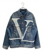 VALENTINOヴァレンティノ）の古着「Vロゴ オーバーサイズ デニムデニムジャケット/VLogo Oversized Denim Jacket」｜スカイブルー