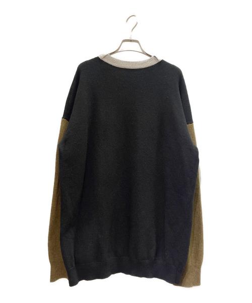 LOEWE（ロエベ）LOEWE (ロエベ) アナグラムクルーネックニット ブラック×カーキ サイズ:Sの古着・服飾アイテム