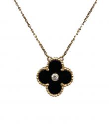 VAN CLEEF & ARPELS（ヴァンクリーフ＆アーペル）の古着「Vintage Alhambra Onyx Necklace ヴィンテージ アルハンブラ オニキス ネックレス」