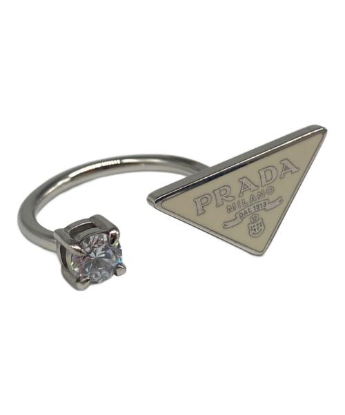 PRADA（プラダ）PRADA (プラダ) Triangle Plate Silver Ring トライアングルプレート シルバーリング ホワイト サイズ:13号の古着・服飾アイテム
