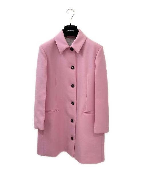 Ferragamo（フェラガモ）Ferragamo (フェラガモ) ステンカラーコート ピンク サイズ:40の古着・服飾アイテム