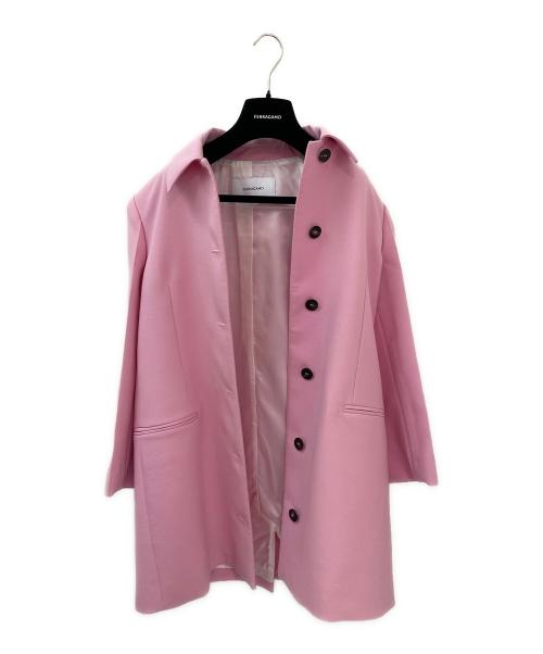 Ferragamo（フェラガモ）Ferragamo (フェラガモ) ステンカラーコート ピンク サイズ:40の古着・服飾アイテム