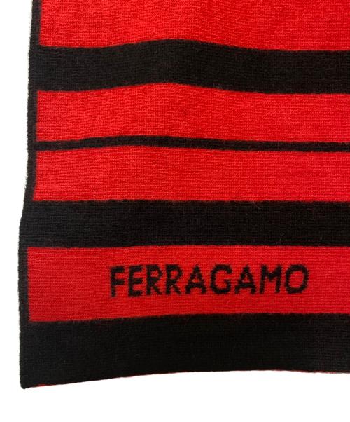 Ferragamo（フェラガモ）Ferragamo (フェラガモ) ウールカシミヤマフラー レッド×ブラックの古着・服飾アイテム