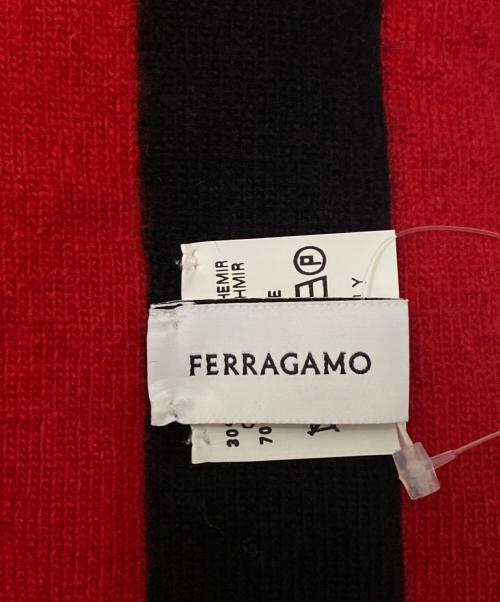 Ferragamo（フェラガモ）Ferragamo (フェラガモ) ウールカシミヤマフラー レッド×ブラックの古着・服飾アイテム