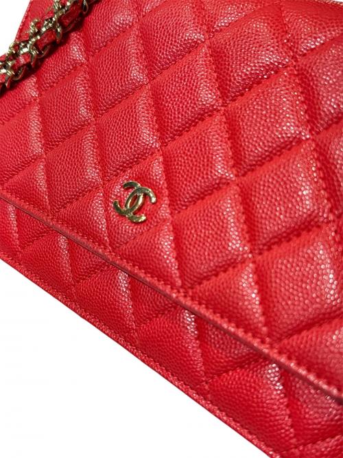 CHANEL（シャネル）CHANEL (シャネル) キャビアスキンチェーンウォレット ピンク サイズ:-の古着・服飾アイテム