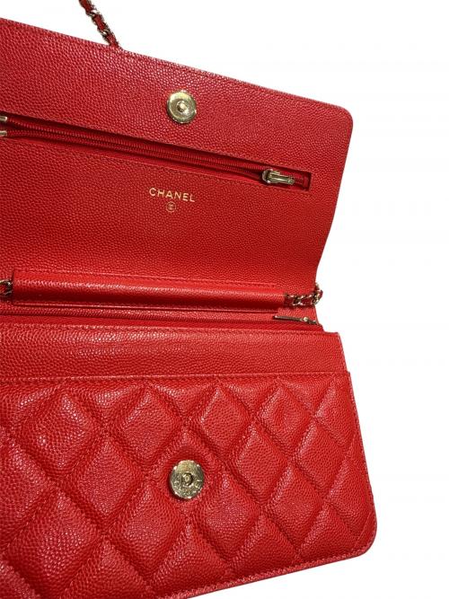 CHANEL（シャネル）CHANEL (シャネル) キャビアスキンチェーンウォレット ピンク サイズ:-の古着・服飾アイテム