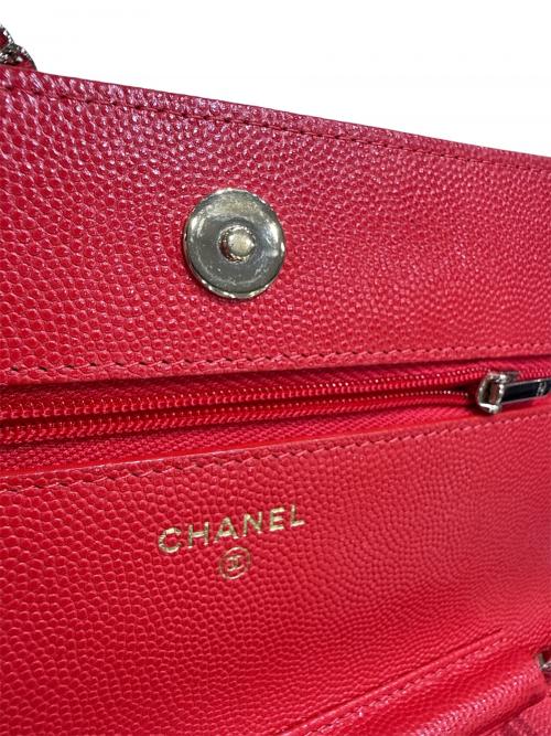CHANEL（シャネル）CHANEL (シャネル) キャビアスキンチェーンウォレット ピンク サイズ:-の古着・服飾アイテム