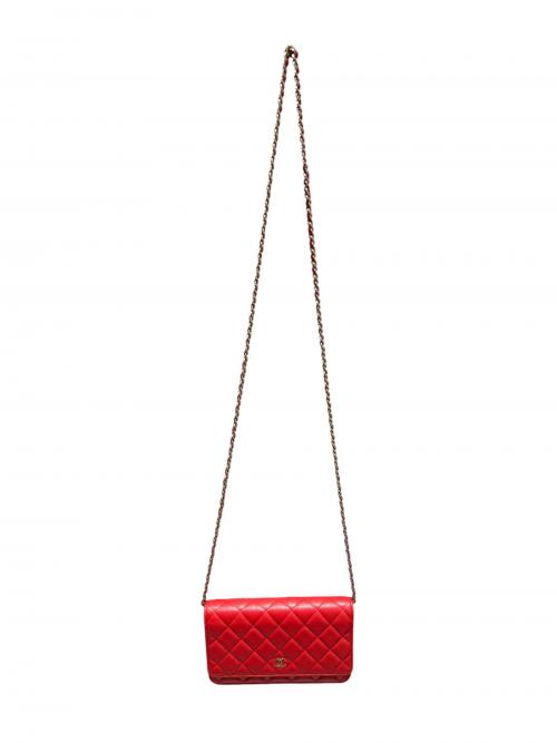 CHANEL（シャネル）CHANEL (シャネル) キャビアスキンチェーンウォレット ピンク サイズ:-の古着・服飾アイテム