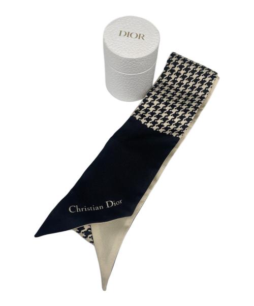 Christian Dior（クリスチャン ディオール）Christian Dior (クリスチャン ディオール) Mitzah Scarf ミッツァ アイボリー×ブラックの古着・服飾アイテム