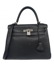 HERMES（エルメス）の古着「ケリー32 内縫い/シルバー金具/□M刻印/2009年製造/ショルダーバッグ/ハンドバッグ/Kelly 32 Retourne」｜ブラック