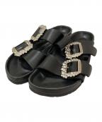 BIRKENSTOCK×Manolo Blahnikビルケンシュトック×マノロ ブラニク）の古着「ARIZONA CRYSTAL BUCKLE /アリゾナ クリスタル バックル」｜ブラック