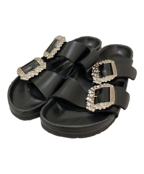 BIRKENSTOCK（ビルケンシュトック）BIRKENSTOCK (ビルケンシュトック) Manolo Blahnik (マノロ ブラニク) ARIZONA CRYSTAL BUCKLE /アリゾナ クリスタル バックル ブラック サイズ:38の古着・服飾アイテム