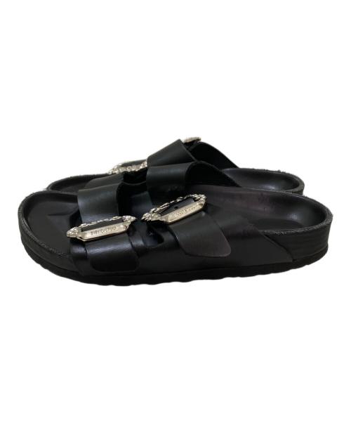 BIRKENSTOCK（ビルケンシュトック）BIRKENSTOCK (ビルケンシュトック) Manolo Blahnik (マノロ ブラニク) ARIZONA CRYSTAL BUCKLE /アリゾナ クリスタル バックル ブラック サイズ:38の古着・服飾アイテム