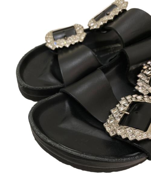 BIRKENSTOCK（ビルケンシュトック）BIRKENSTOCK (ビルケンシュトック) Manolo Blahnik (マノロ ブラニク) ARIZONA CRYSTAL BUCKLE /アリゾナ クリスタル バックル ブラック サイズ:38の古着・服飾アイテム