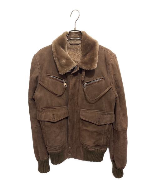 GUCCI（グッチ）GUCCI (グッチ) ムートンブルゾン ブラウン サイズ:46の古着・服飾アイテム