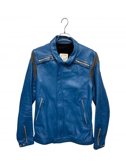 UNDERCOVER（アンダーカバー）UNDERCOVER (アンダーカバー) アームニット切替ライダース ブルー サイズ:4の古着・服飾アイテム